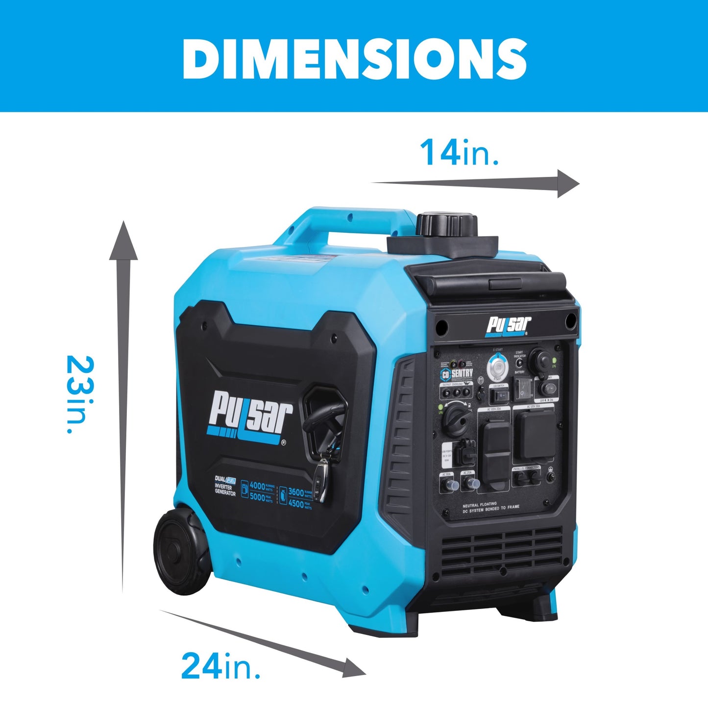 Pulsar 5000-Watt Dual Fuel Inverter Generator with Remote Start and CO Sentry