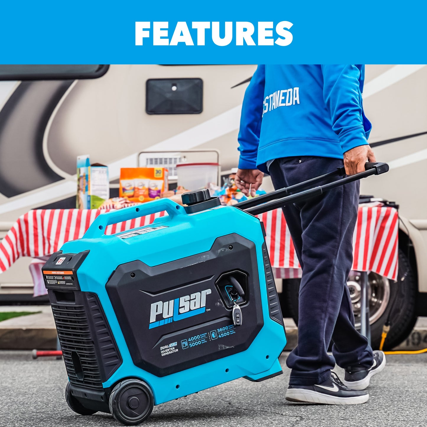 Pulsar 5000-Watt Dual Fuel Inverter Generator with Remote Start and CO Sentry