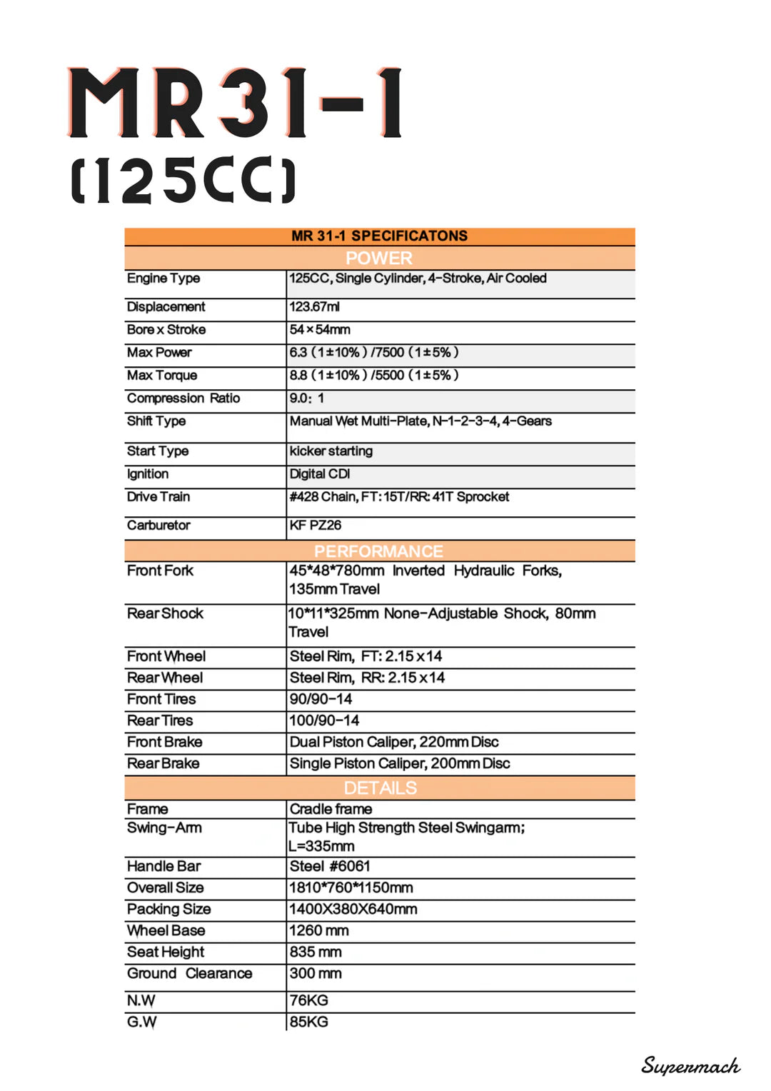 Supermach MR31-1 Dirt Bike