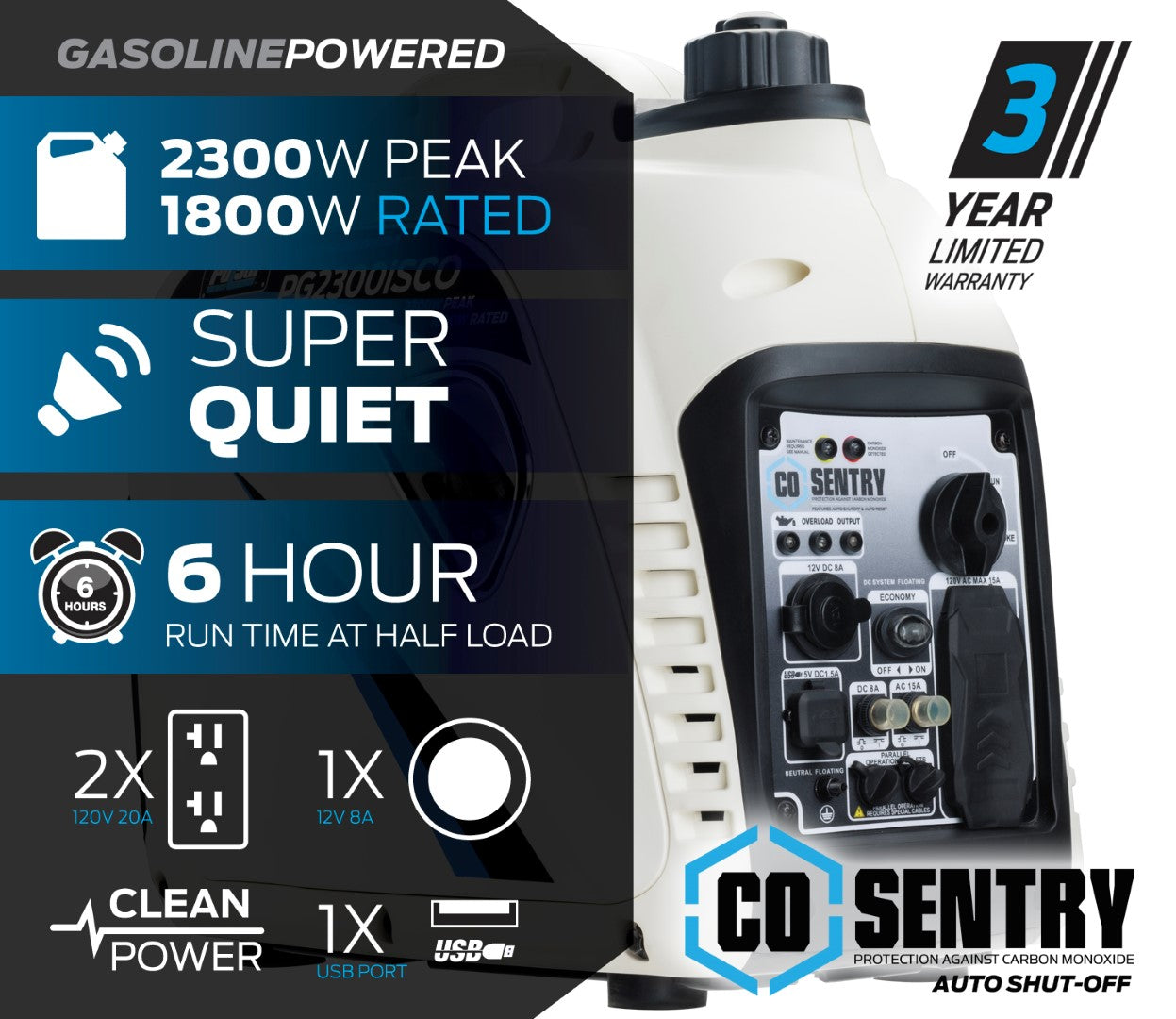 Generador "Inverter" Portátil de 2,300 Vatios de Pulsar