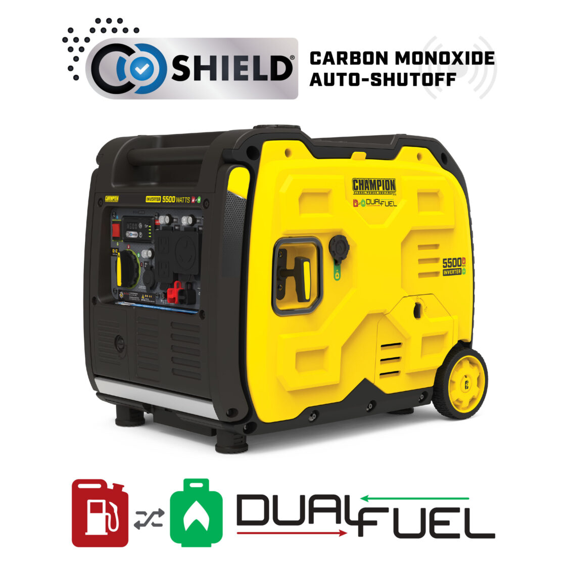 5500W Electric Start Dual Fuel Inverter with CO Shield®